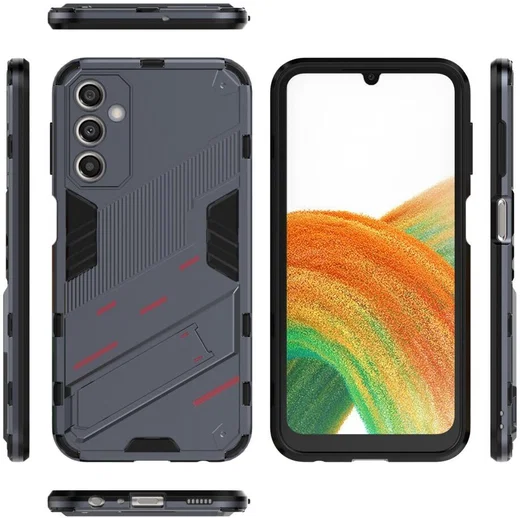 Samsung Galaxy A24 Hoesje Shockproof Kickstand Back Cover Blauw afbeelding 8