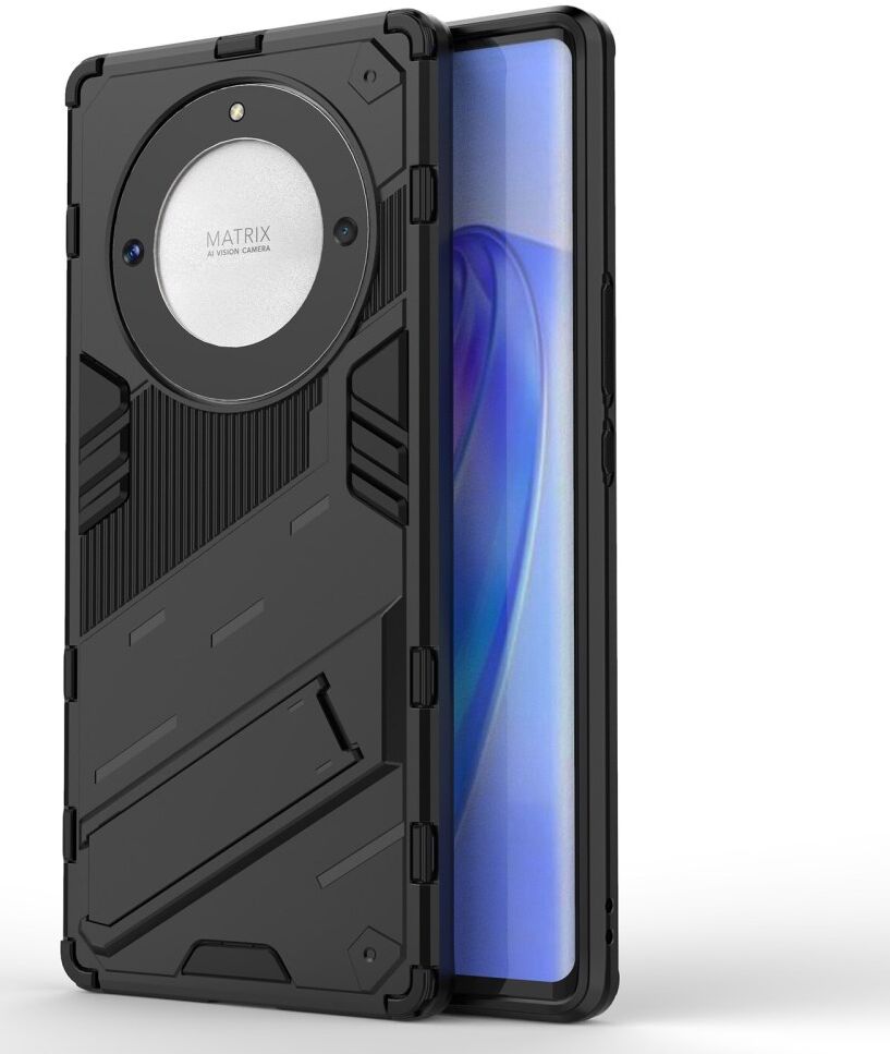 Honor Magic5 Lite Hoesje Shockproof Kickstand Back Cover Zwart afbeelding 1