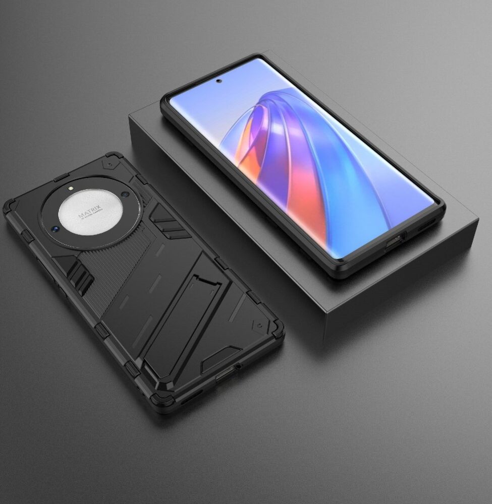 Honor Magic5 Lite Hoesje Shockproof Kickstand Back Cover Zwart afbeelding 7
