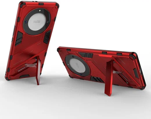 Honor Magic5 Lite Hoesje Shockproof Kickstand Back Cover Rood afbeelding 3