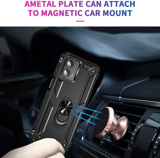 Motorola Moto G 5G (2023) Hoesje met Magnetische Kickstand Ring Zwart afbeelding 3