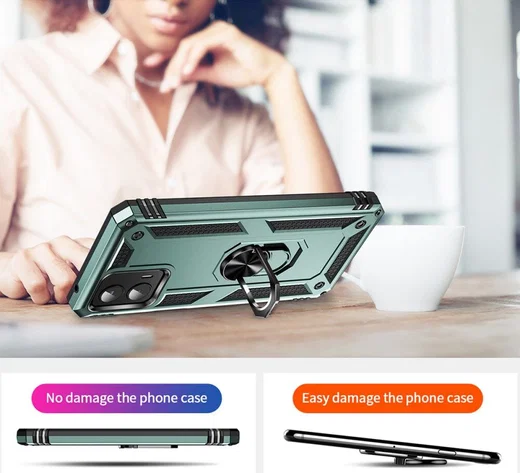Motorola Moto G 5G (2023) Hoesje met Magnetische Kickstand Ring Groen afbeelding 2