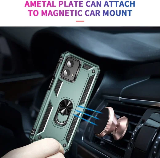 Motorola Moto G 5G (2023) Hoesje met Magnetische Kickstand Ring Groen afbeelding 3