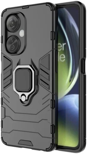 OnePlus Nord CE 3 Lite Hoesje met Magnetische Kickstand Ring Zwart afbeelding 1