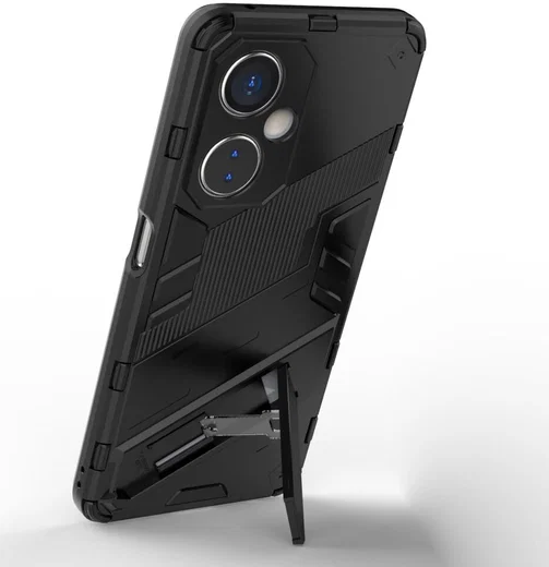 OnePlus Nord CE 3 Lite Hoesje Shockproof Kickstand Back Cover Zwart afbeelding 3