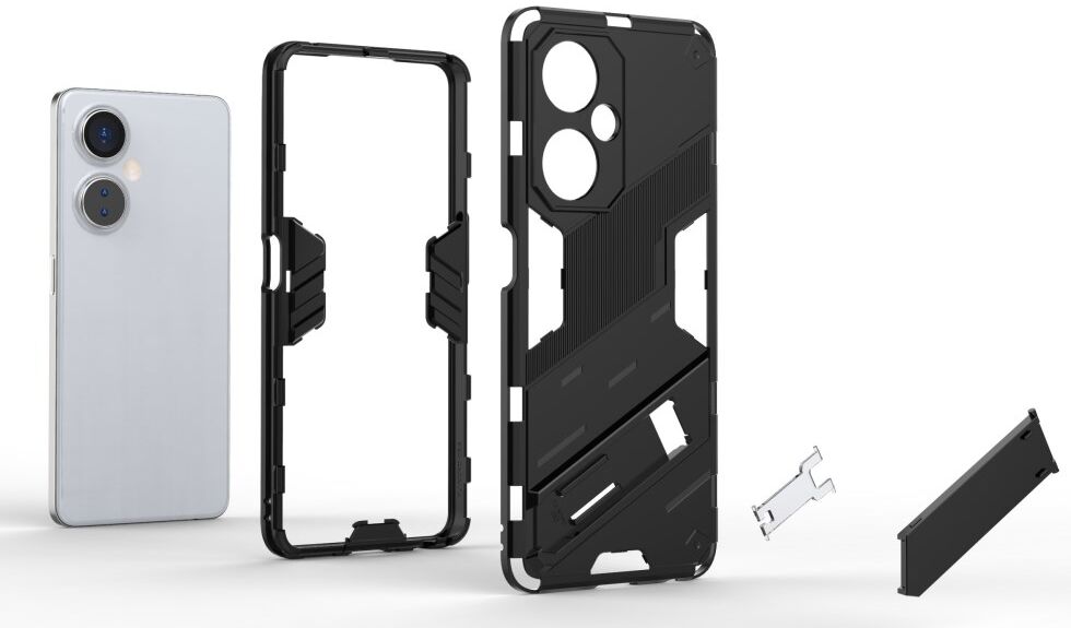 OnePlus Nord CE 3 Lite Hoesje Shockproof Kickstand Back Cover Zwart afbeelding 4