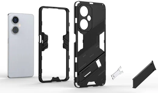 OnePlus Nord CE 3 Lite Hoesje Shockproof Kickstand Back Cover Rood afbeelding 4
