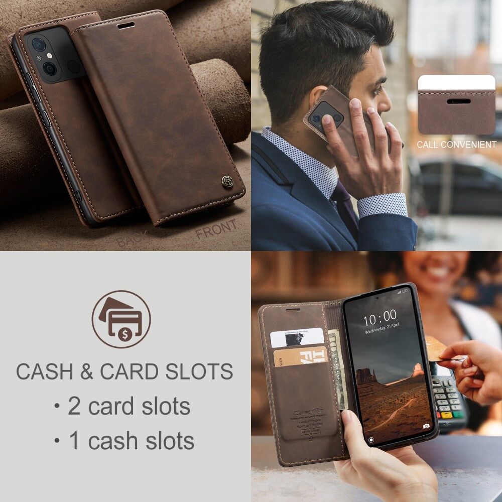 CaseMe 013 Xiaomi Redmi 12C Book Case met Pasjeshouder Coffee afbeelding 6