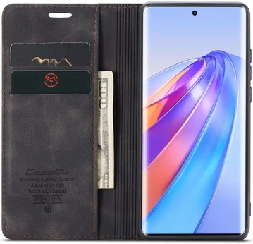 CaseMe 013 Honor Magic5 Lite Hoesje Book Case met Pasjeshouder Zwart