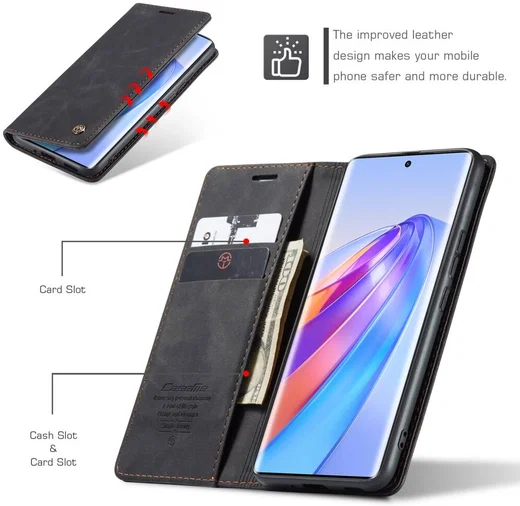 CaseMe 013 Honor Magic5 Lite Hoesje Book Case met Pasjeshouder Zwart afbeelding 7