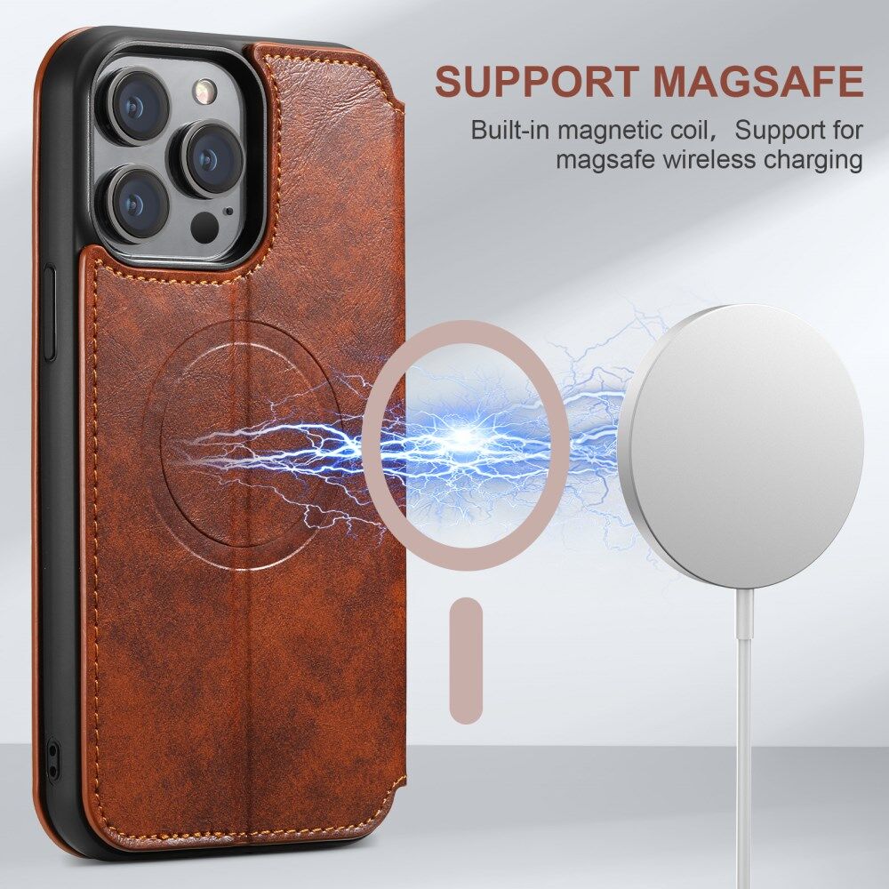 Apple iPhone 13 Pro Hoesje MagSafe Portemonnee Book Case Khaki afbeelding 4