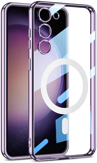 Samsung Galaxy S23 Hoesje MagSafe Back Cover TPU Transparant/Paars afbeelding 1