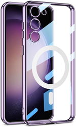 Samsung Galaxy S23 Hoesje MagSafe Back Cover TPU Transparant/Paars afbeelding