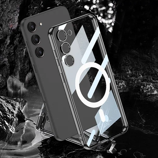 Samsung Galaxy S23 Hoesje MagSafe Back Cover TPU Transparant/Paars afbeelding 6