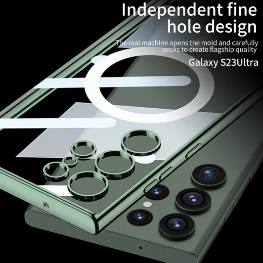Samsung Galaxy S23 Ultra Hoesje MagSafe Back Cover Transparant/Zwart afbeelding 3