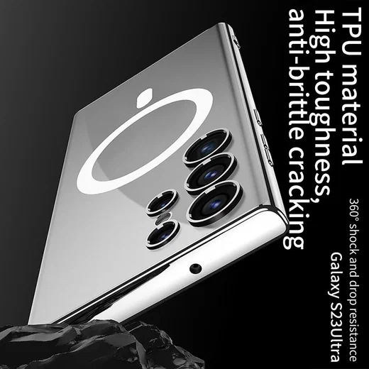 Samsung Galaxy S23 Ultra Hoesje MagSafe Back Cover Transparant/Zwart afbeelding 4