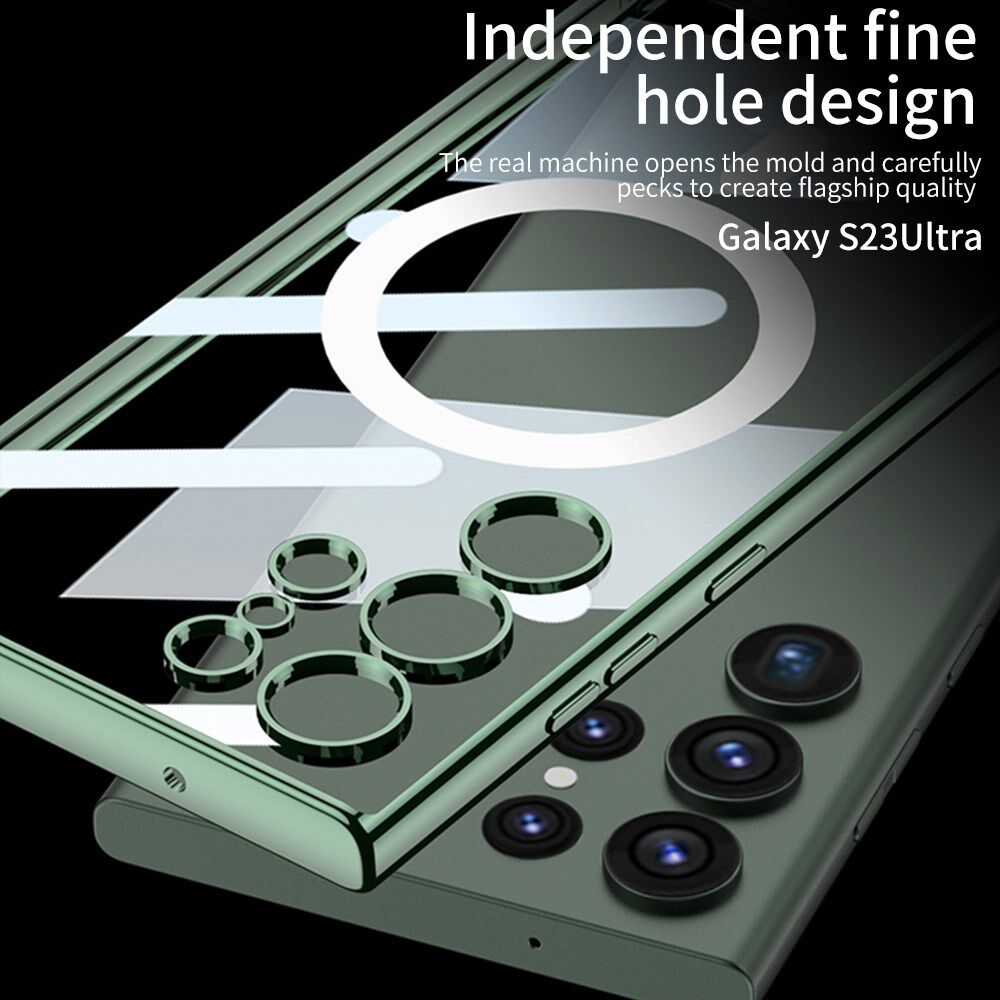 Samsung Galaxy S23 Ultra Hoesje MagSafe Back Cover Transparant/Paars afbeelding 3
