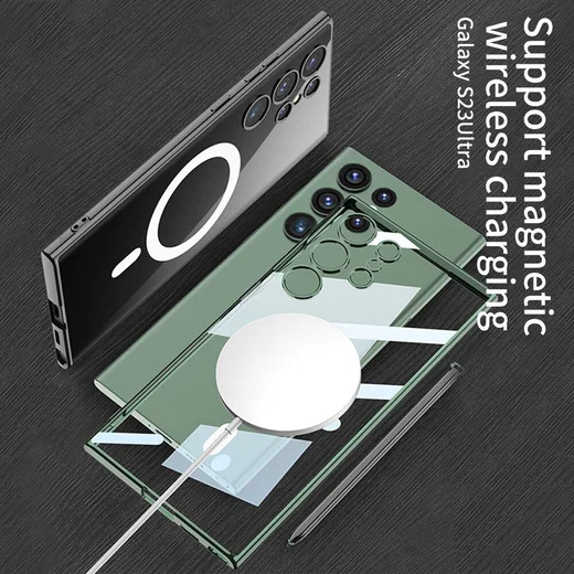Samsung Galaxy S23 Ultra Hoesje MagSafe Back Cover Transparant/Paars afbeelding 7