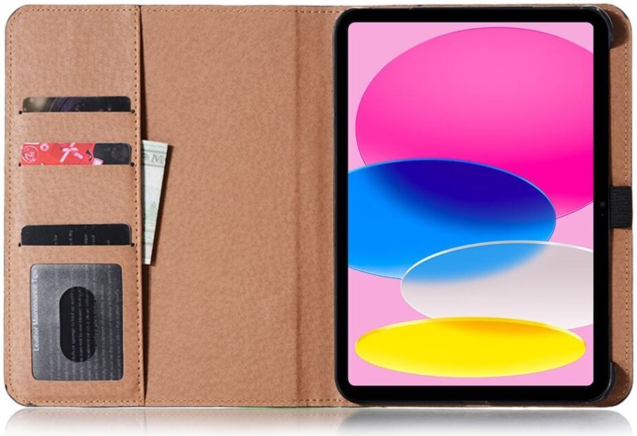 Apple iPad 11 (2025)/10.9 (2022) Hoes Pasjeshouder Book Case met Standaard Bruin afbeelding 2