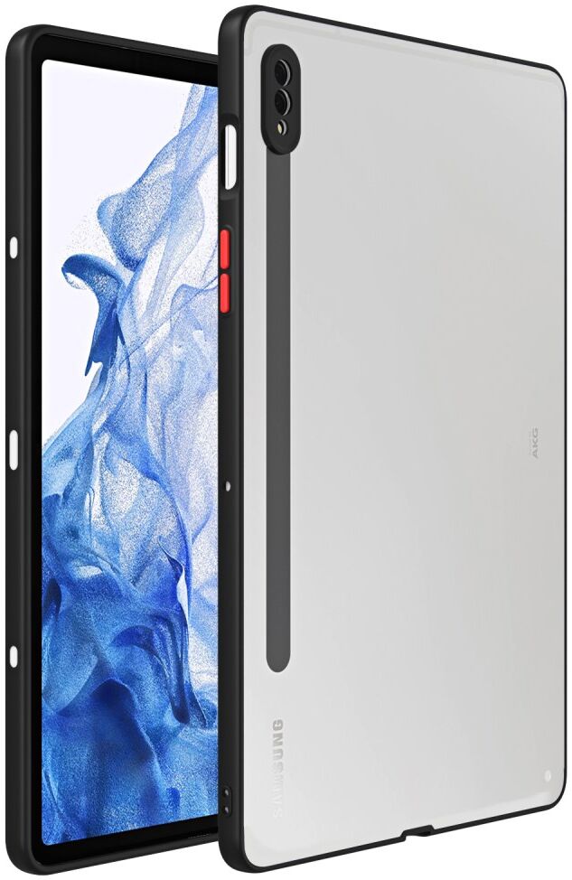 Samsung Galaxy Tab S7 Hoes Matte Back Cover Transparant/Zwart afbeelding 1