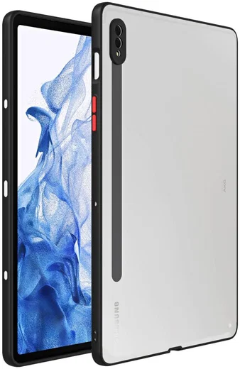 Samsung Galaxy Tab S7 Hoes Matte Back Cover Transparant/Zwart afbeelding 1