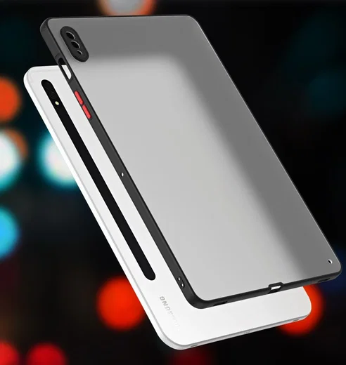 Samsung Galaxy Tab S7 Hoes Matte Back Cover Transparant/Zwart afbeelding 2