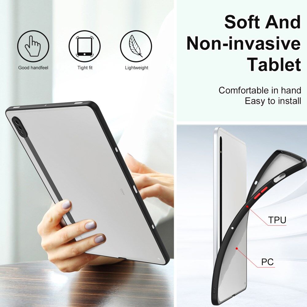 Samsung Galaxy Tab S7 Hoes Matte Back Cover Transparant/Zwart afbeelding 5