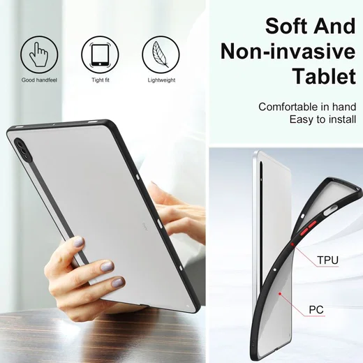 Samsung Galaxy Tab S7 Hoes Matte Back Cover Transparant/Zwart afbeelding 5