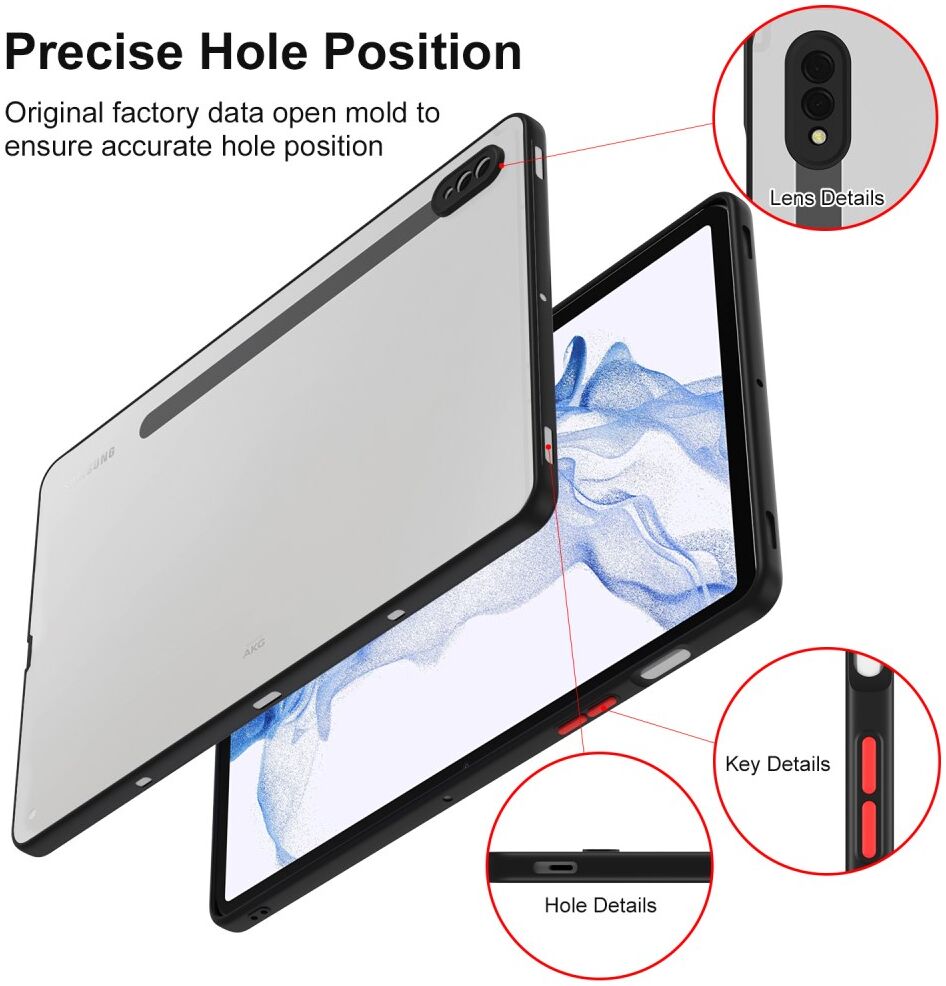 Samsung Galaxy Tab S7 Hoes Matte Back Cover Transparant/Zwart afbeelding 6