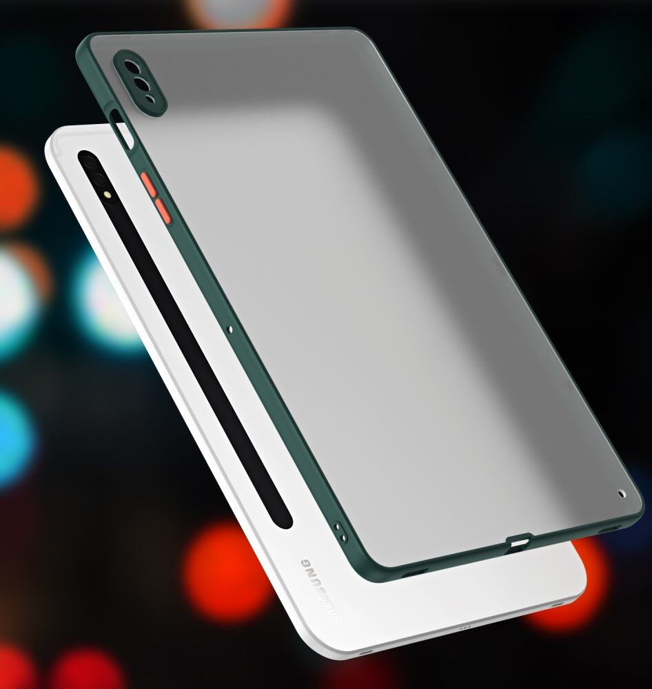 Samsung Galaxy Tab S7 Hoes Matte Back Cover Transparant/Groen afbeelding 2