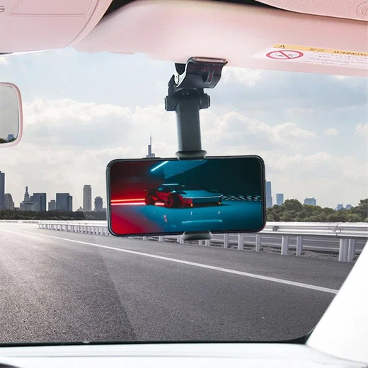 Universele Telefoonhouder Auto Zonneklep/Dashboard/Stuur/Spiegel Zwart afbeelding 2
