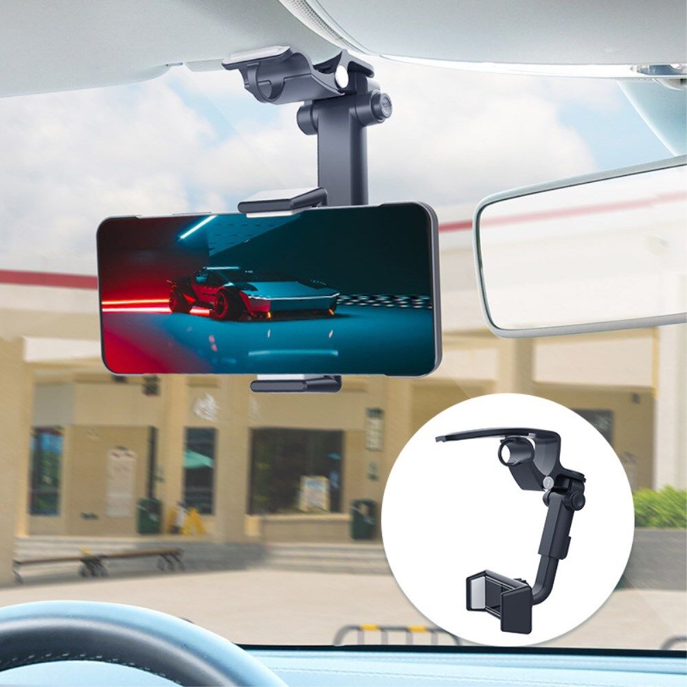 Universele Telefoonhouder Auto Zonneklep/Dashboard/Stuur/Spiegel Zwart afbeelding 3