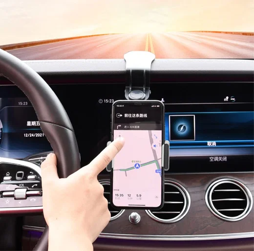Universele Telefoonhouder Auto Zonneklep/Dashboard/Stuur/Spiegel Zwart afbeelding 5