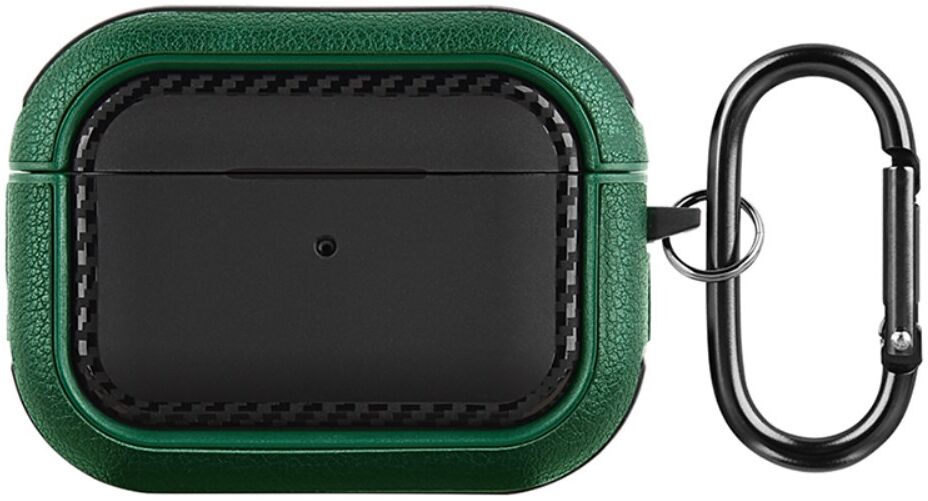 Airpods Pro 1/2 Kunstlederen Schokbestendig Hoesje Zwart/Groen afbeelding 1