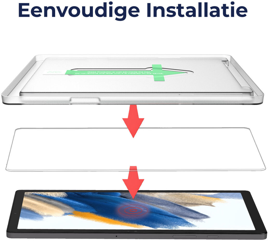 Rosso Samsung Galaxy Tab A8 Tempered Glass met Installatietray afbeelding 2