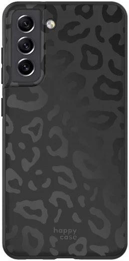 HappyCase Samsung Galaxy S21 FE Hoesje TPU Luipaard Print Zwart afbeelding 1