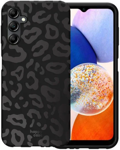 HappyCase Samsung Galaxy A14 Hoesje Flexibel TPU Luipaard Print Zwart afbeelding 2