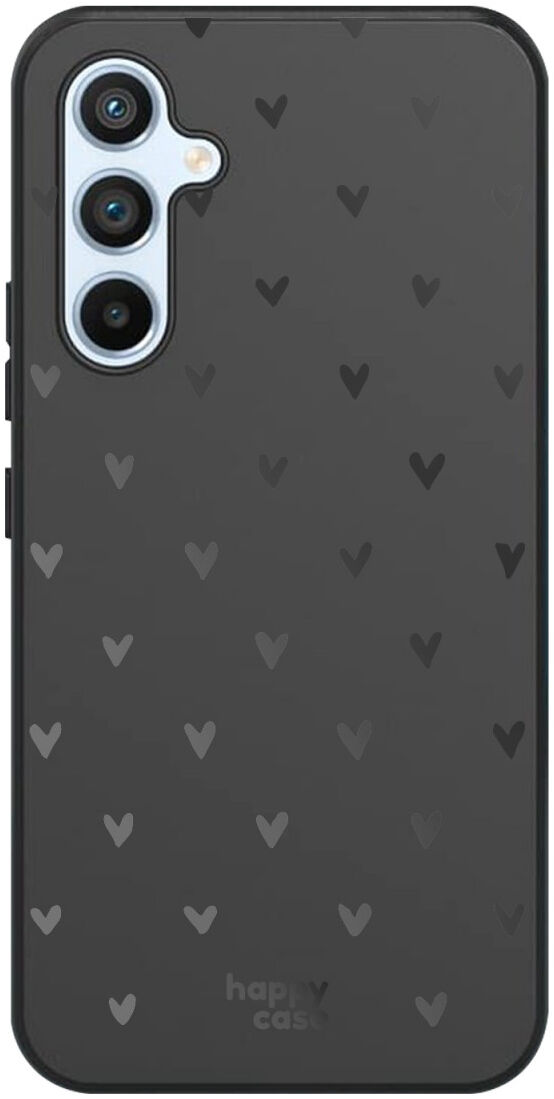 HappyCase Samsung Galaxy A54 Hoesje Flexibel TPU Hartjes Print Zwart afbeelding 1