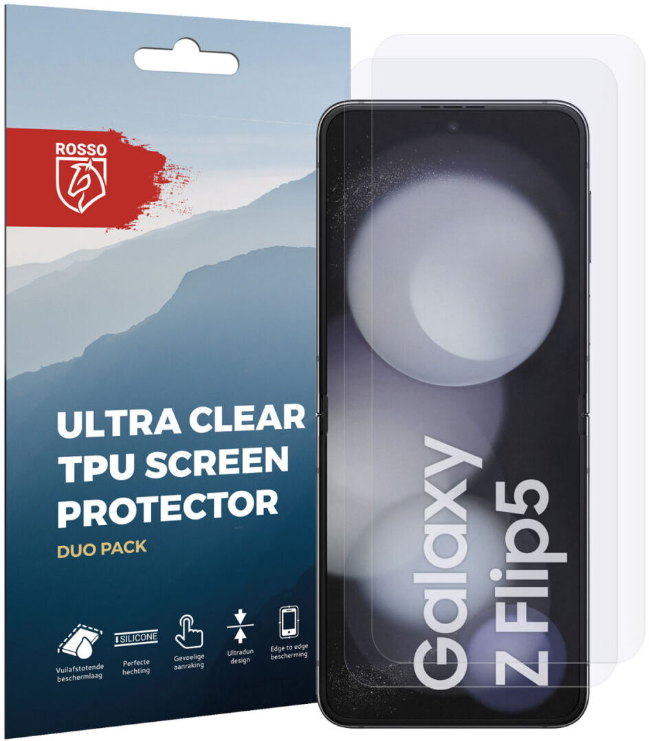 Rosso Samsung Galaxy Z Flip 5 Screen Protector Ultra Clear Duo Pack afbeelding 6