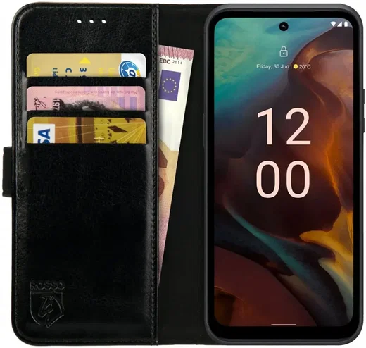 Rosso Element Nokia XR21 Hoesje Book Case Wallet Zwart afbeelding 1