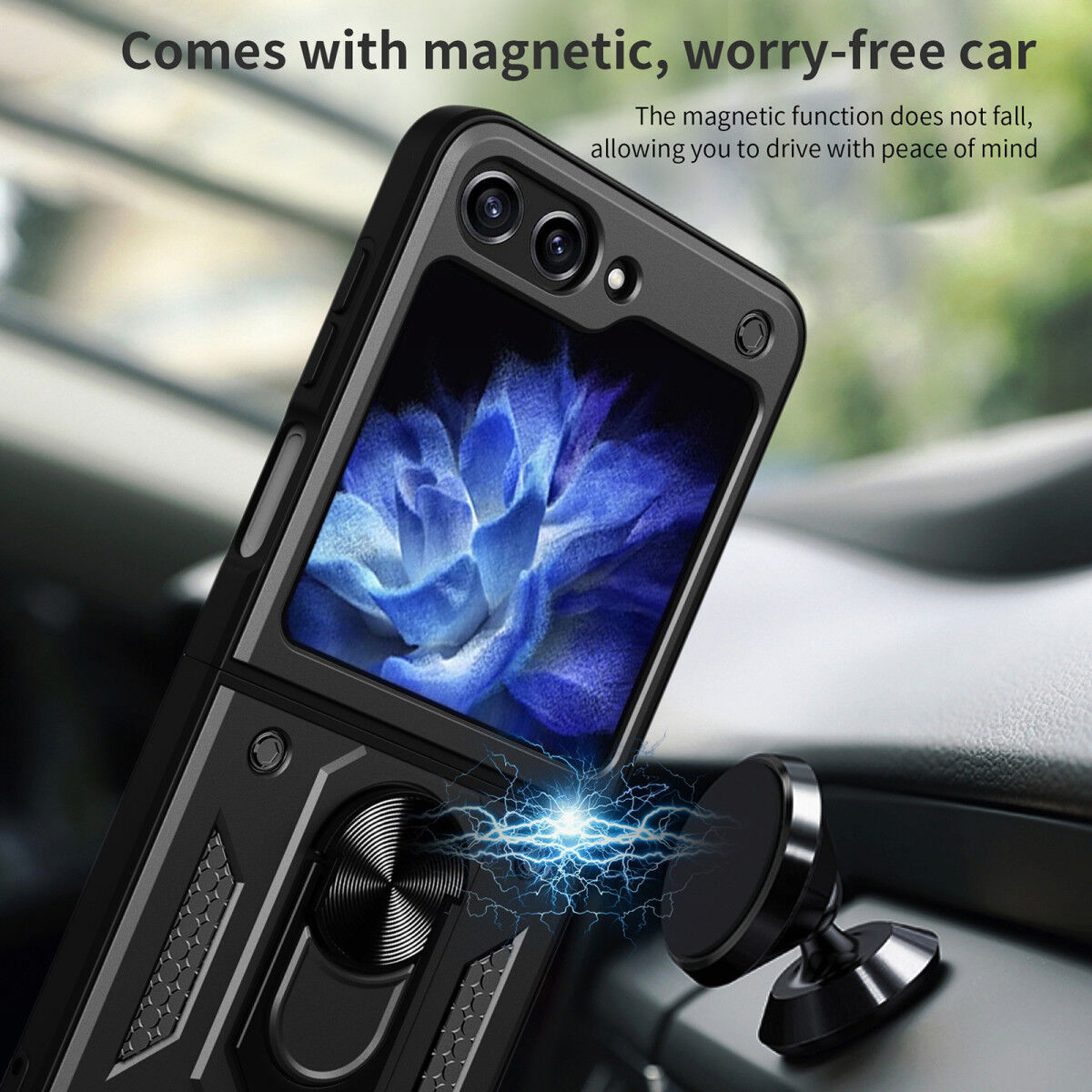 Samsung Galaxy Z Flip 5 Hoesje Magnetische Kickstand Back Cover Zwart afbeelding 7