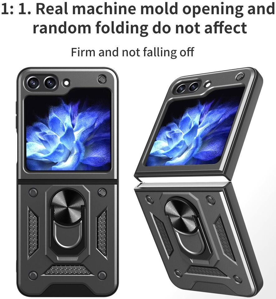 Samsung Galaxy Z Flip 5 Hoesje Magnetische Kickstand Back Cover Zwart afbeelding 4