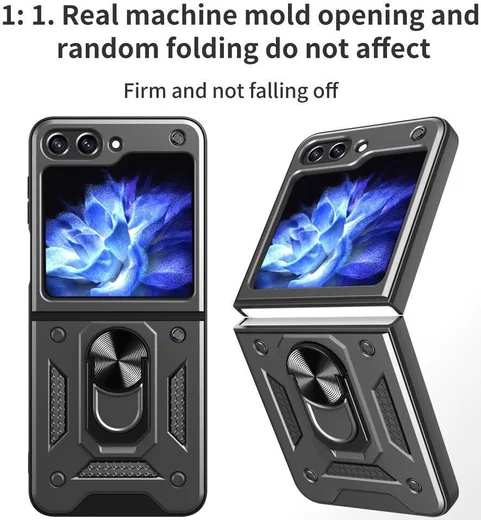 Samsung Galaxy Z Flip 5 Hoesje Magnetische Kickstand Back Cover Zwart afbeelding 4