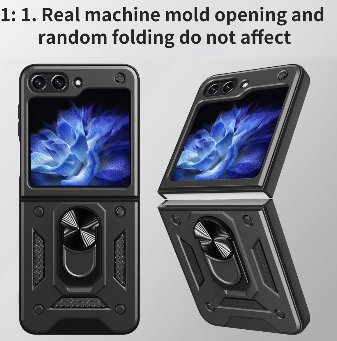 Samsung Galaxy Z Flip 5 Hoesje Magnetische Kickstand Back Cover Blauw afbeelding 3