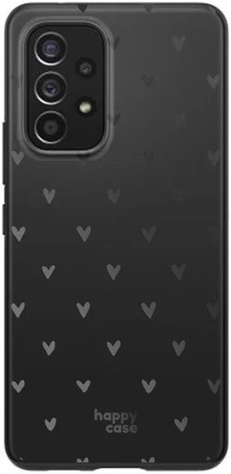 HappyCase Samsung Galaxy A53 Hoesje Flexibel TPU Hartjes Print Zwart afbeelding 1