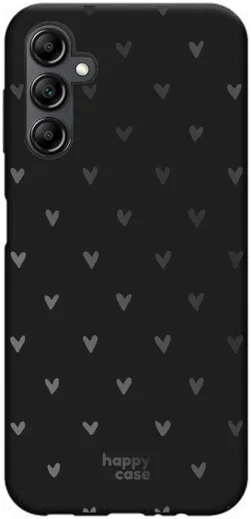 HappyCase Samsung Galaxy A14 Hoesje Flexibel TPU Hartjes Print Zwart afbeelding 1