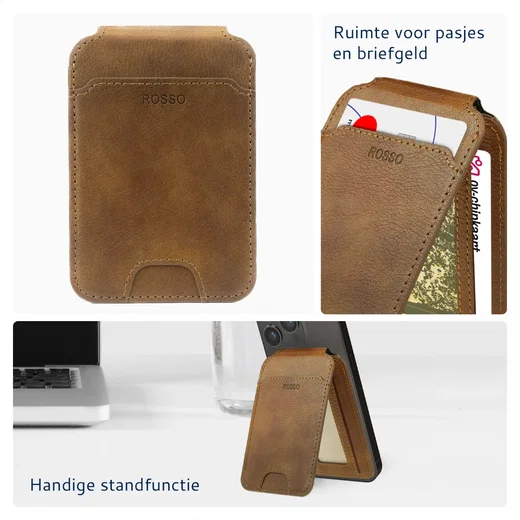 Rosso Element MagSafe Kaarthouder voor Pasjes / Portemonnee Bruin afbeelding 2