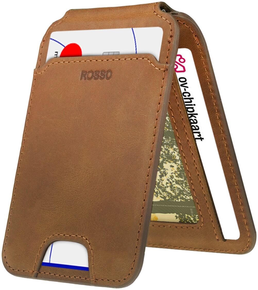 Rosso Deluxe Echt Leer MagSafe Kaarthouder Pasjes / Portemonnee Bruin afbeelding 1
