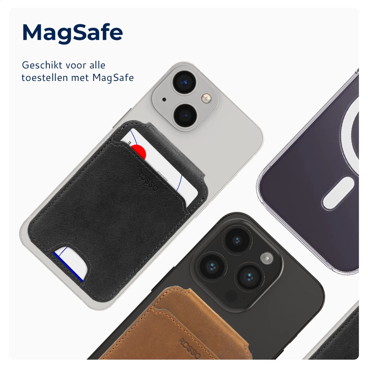 Rosso Deluxe Echt Leer MagSafe Kaarthouder Pasjes / Portemonnee Bruin afbeelding 3