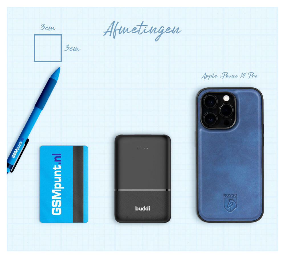 Buddi Go Powerbank USB-C Reisformaat Mini Compact 5.000 mAh Zwart afbeelding 8